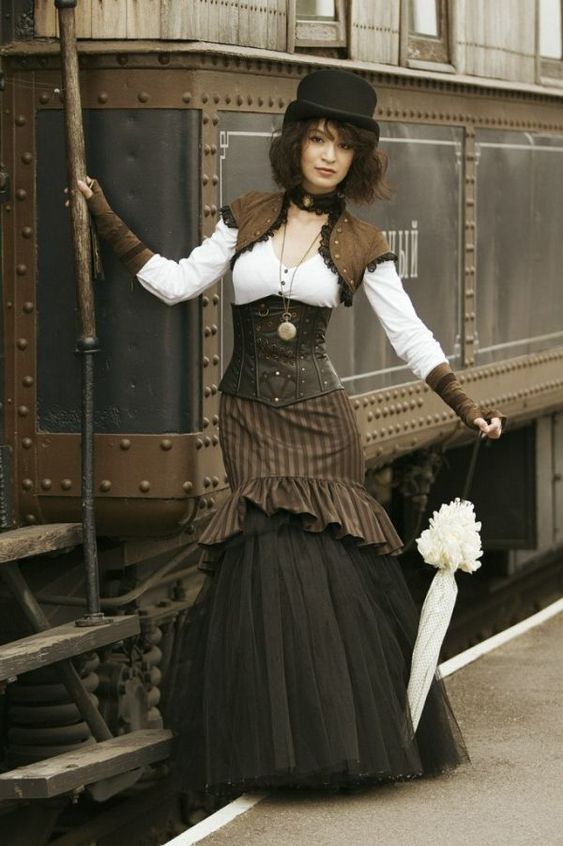 Brown and Black Steampunk Lady